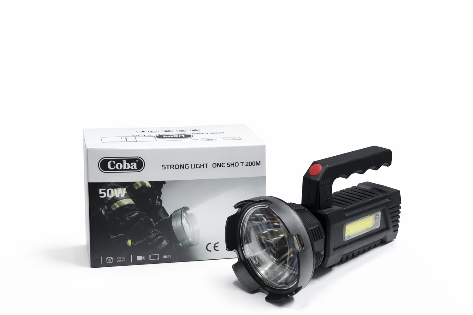 LED-Handscheinwerfer 50W mit COB-Seitenlicht und Tragegriff